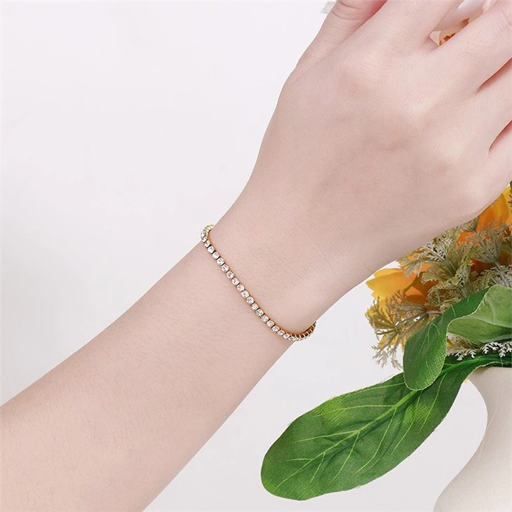gold plated cubic zirconia tennis bracelet