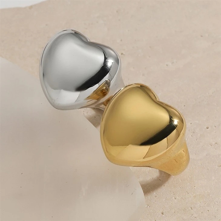 316 Stainless Steel Polished 3D Heart Ring factory