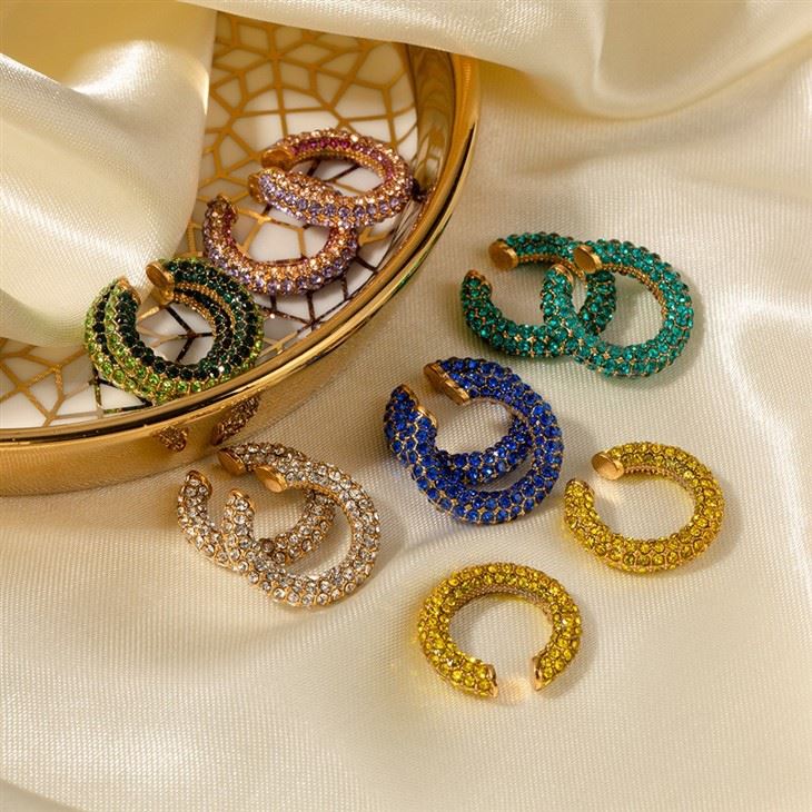 Colorful CZ Pave Hoops