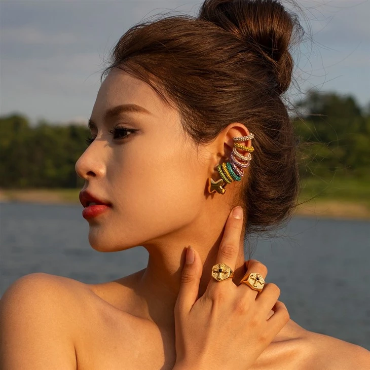 Colorful CZ Pave Hoops