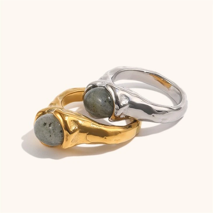 Textured Bezel Grey Aventurine Ring factory