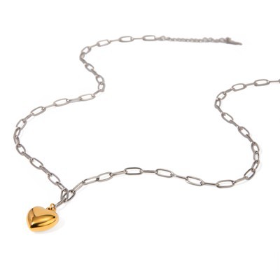 Dwukolorowy naszyjnik ze spinaczem w kształcie serca